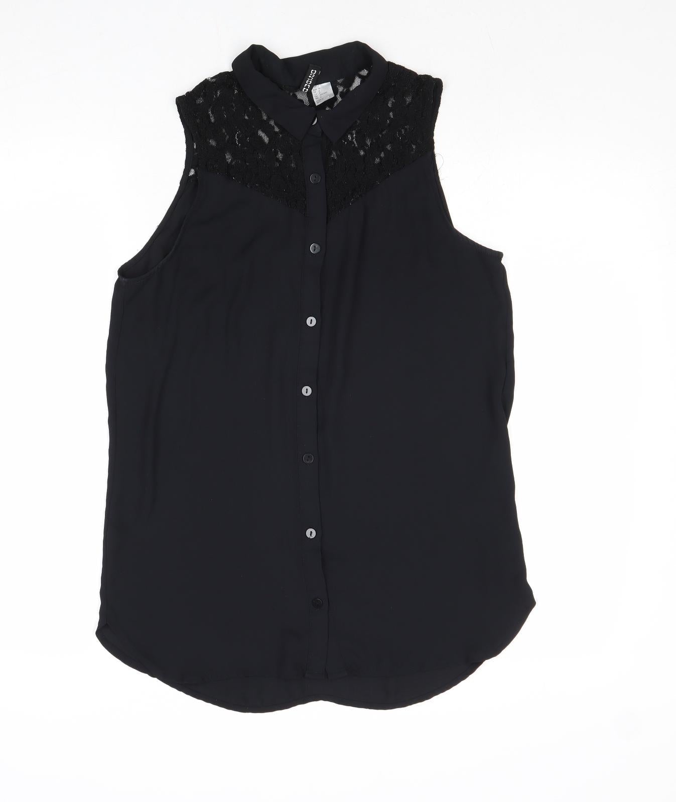 Womens UK Size 10 Divided by H&M Black Basic Button-Up