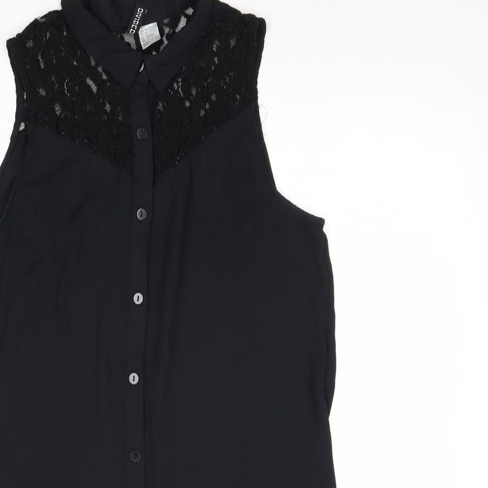 Womens UK Size 10 Divided by H&M Black Basic Button-Up