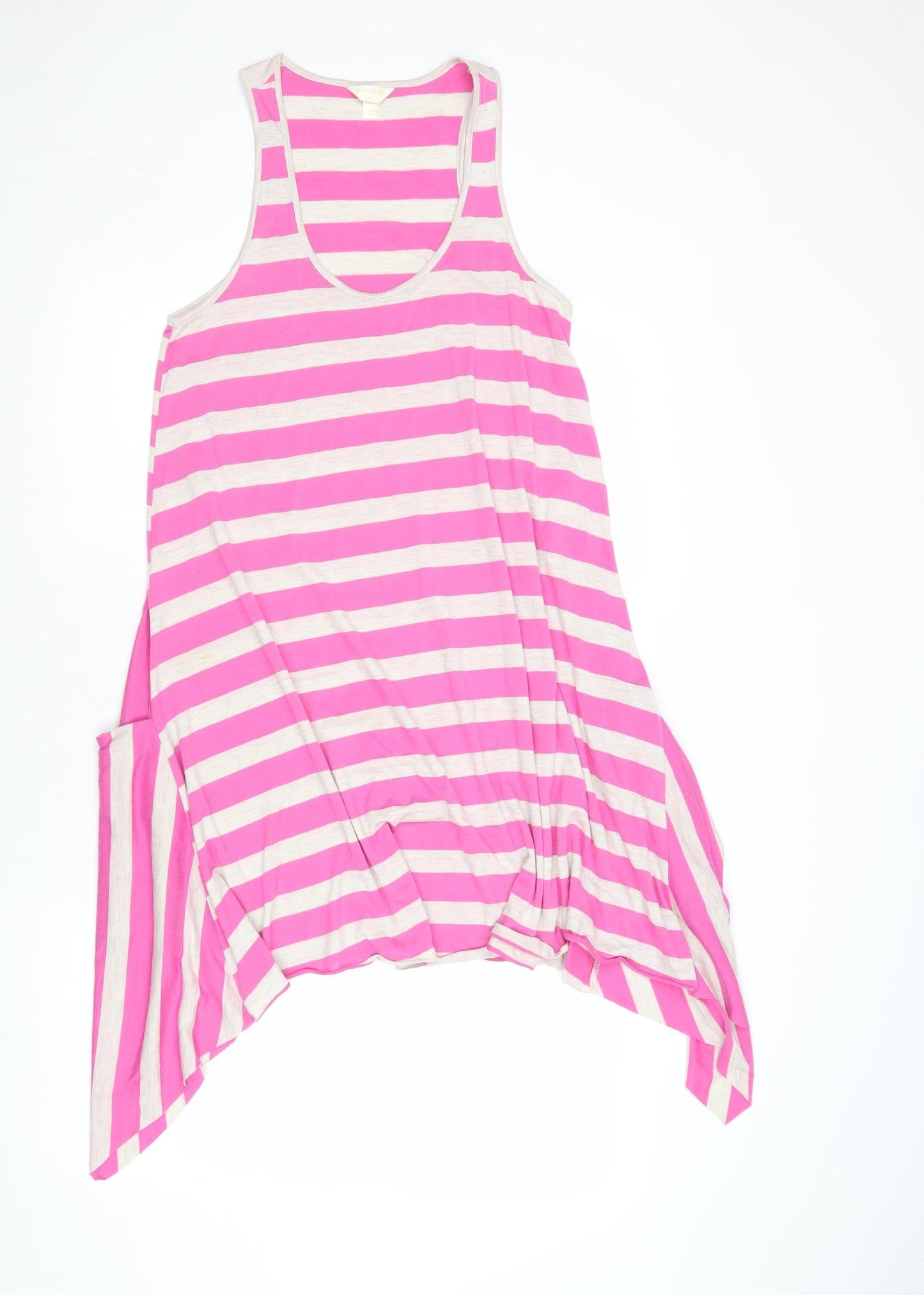 Accessorize Womens Pink Striped Polyester Tank Dress Size S Round Neck Pullover