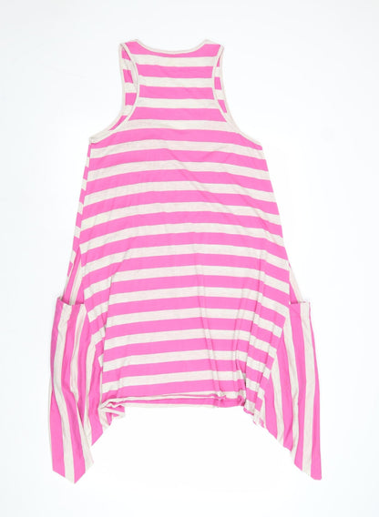 Accessorize Womens Pink Striped Polyester Tank Dress Size S Round Neck Pullover