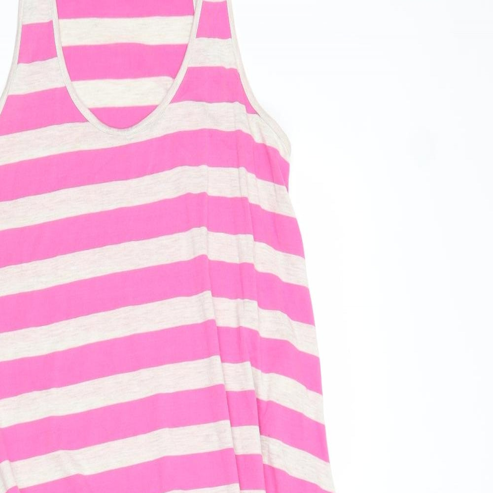 Accessorize Womens Pink Striped Polyester Tank Dress Size S Round Neck Pullover