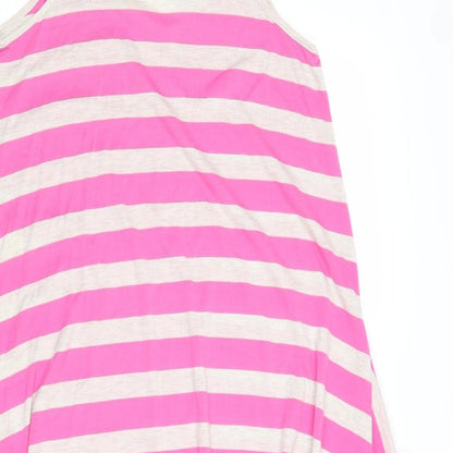 Accessorize Womens Pink Striped Polyester Tank Dress Size S Round Neck Pullover