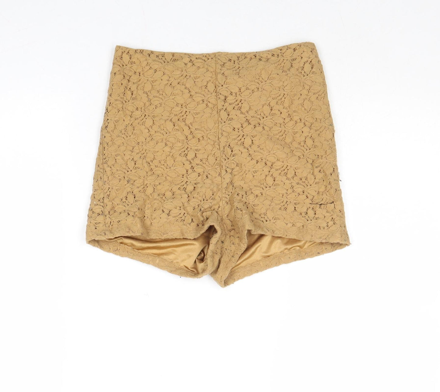 FOREVER 21 Womens Brown Nylon Hot Pants Shorts Size XS Regular Zip