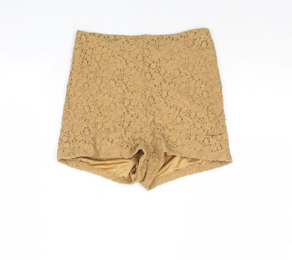 FOREVER 21 Womens Brown Nylon Hot Pants Shorts Size XS Regular Zip