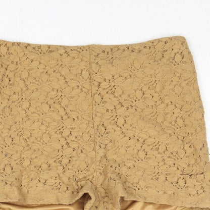 FOREVER 21 Womens Brown Nylon Hot Pants Shorts Size XS Regular Zip