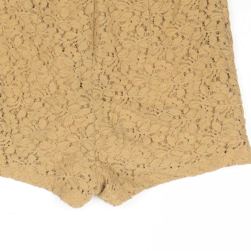 FOREVER 21 Womens Brown Nylon Hot Pants Shorts Size XS Regular Zip