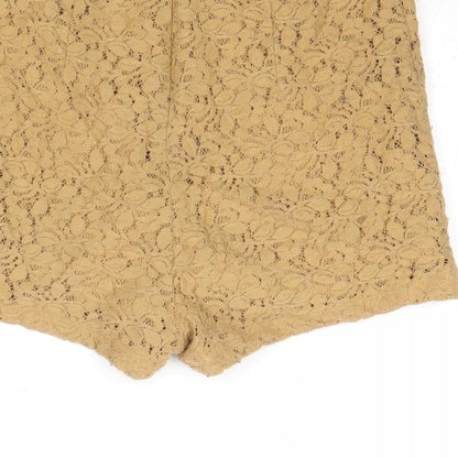 FOREVER 21 Womens Brown Nylon Hot Pants Shorts Size XS Regular Zip