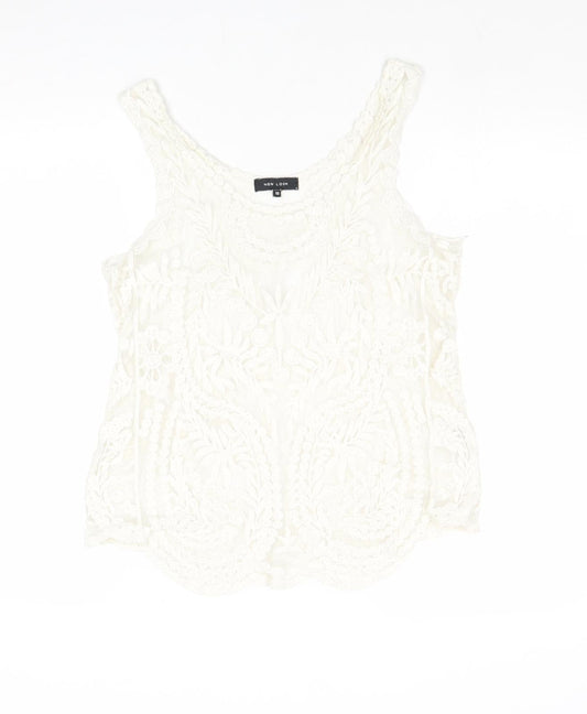 Womens UK Size 10 New Look White Basic Tank