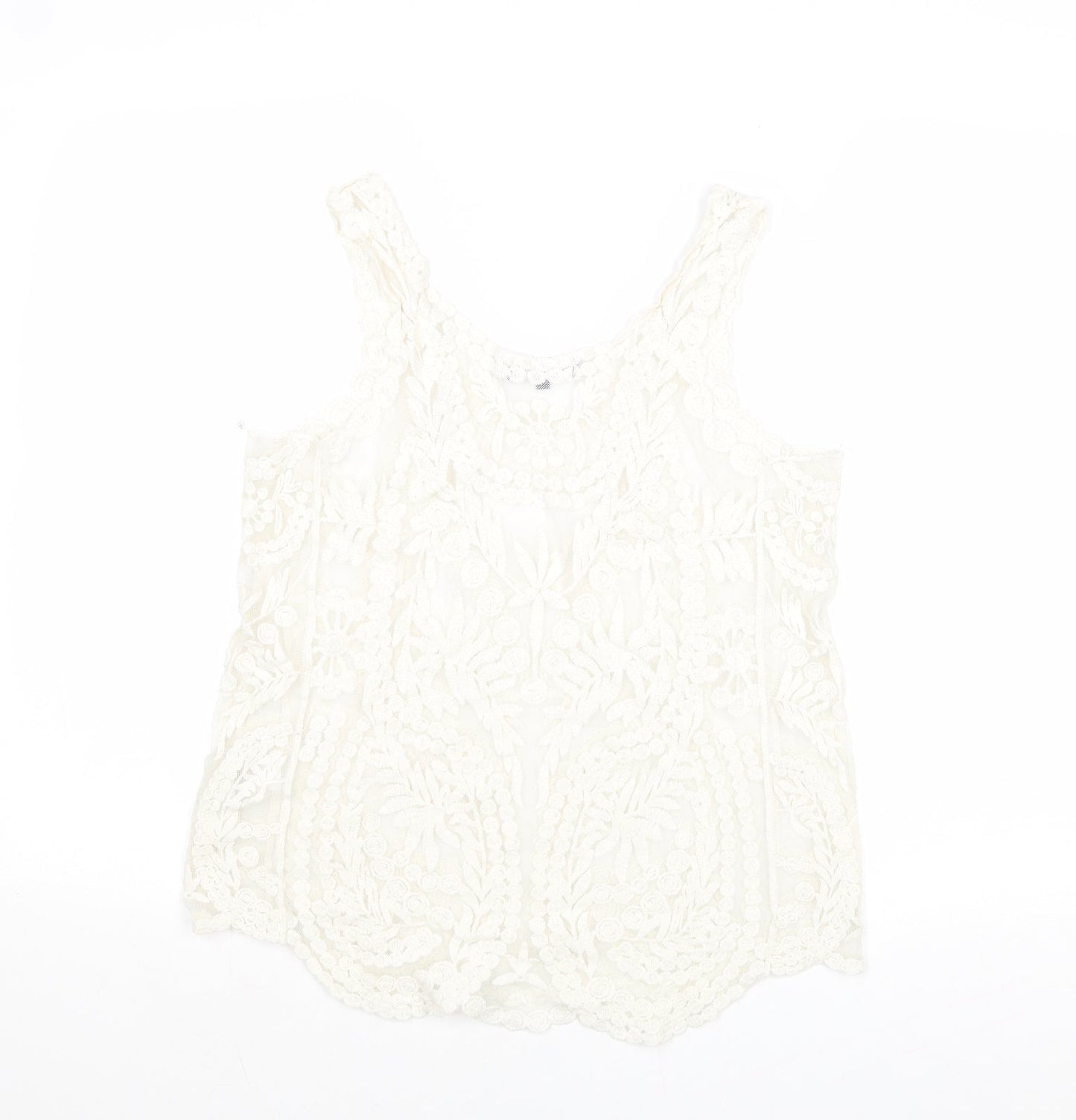 Womens UK Size 10 New Look White Basic Tank