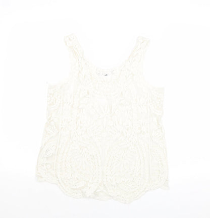 Womens UK Size 10 New Look White Basic Tank