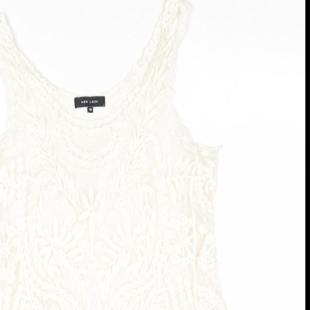 Womens UK Size 10 New Look White Basic Tank