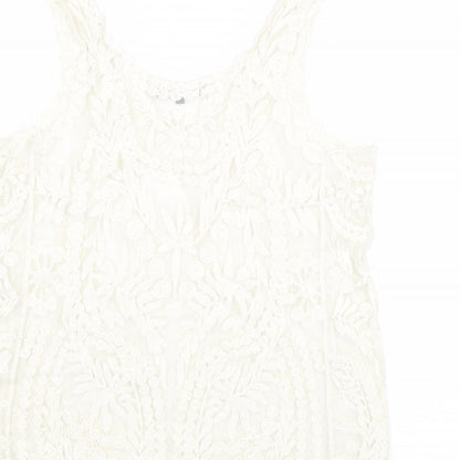 Womens UK Size 10 New Look White Basic Tank