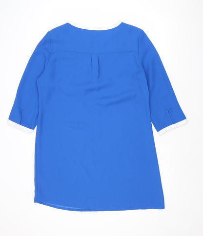 Planet Womens Blue Polyester A-Line Size 12 V-Neck Pullover
