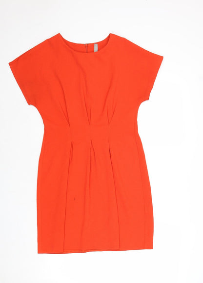 ASOS Womens Red Polyester A-Line Size 10 Round Neck Zip