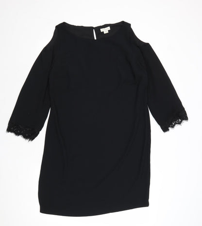 Monsoon Womens Black Viscose A-Line Size 14 Round Neck Button - Cold Shoulder