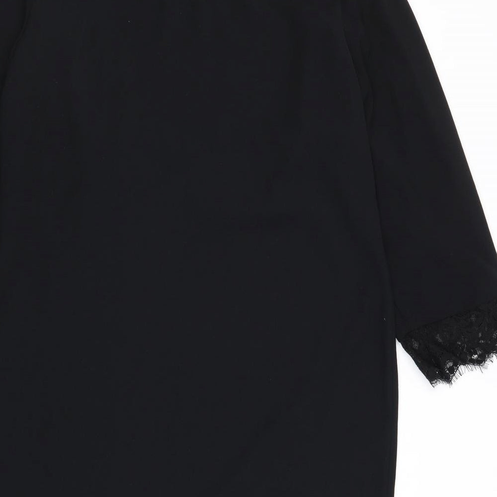 Monsoon Womens Black Viscose A-Line Size 14 Round Neck Button - Cold Shoulder