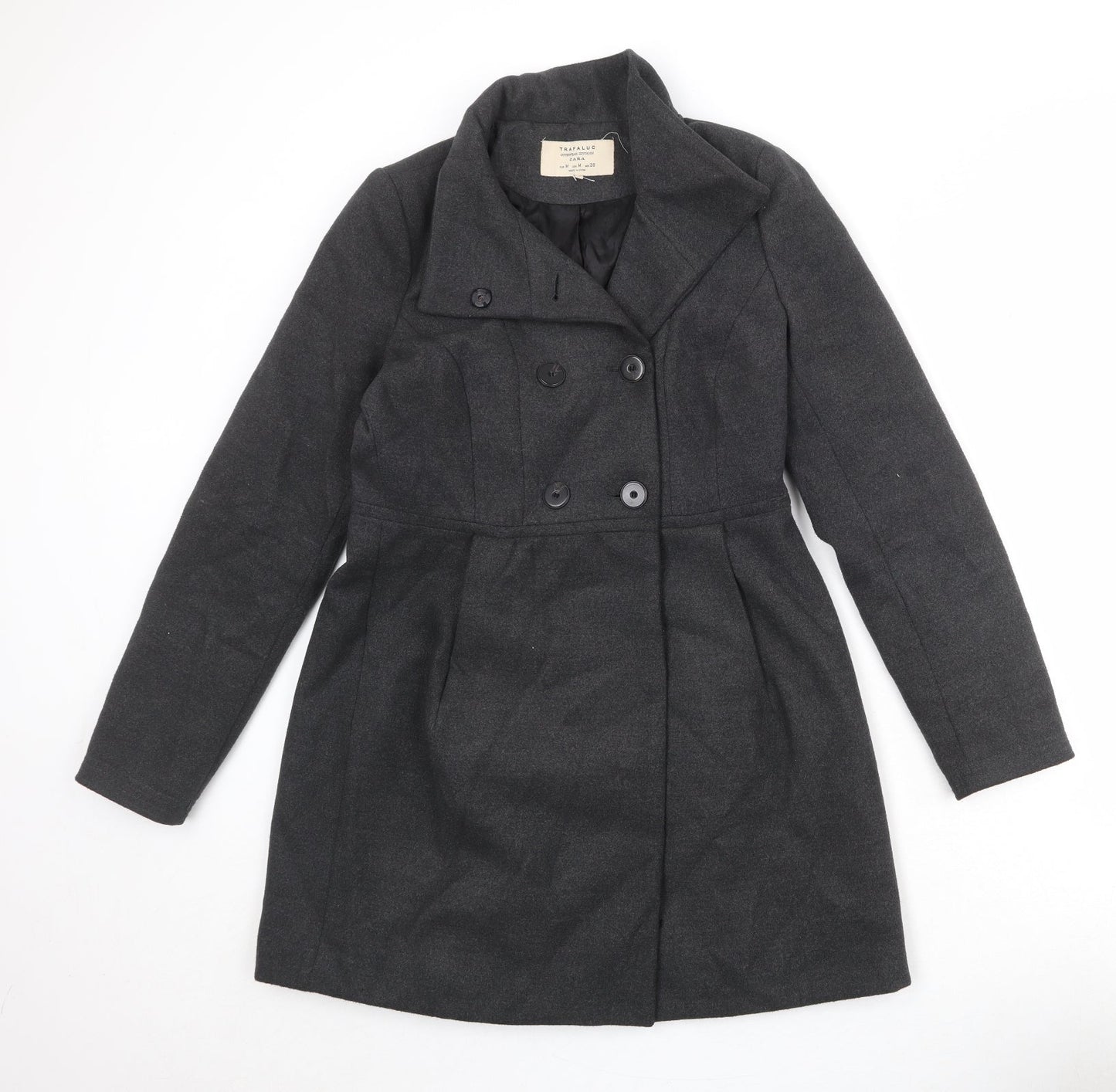 Womens UK Size M Zara Black Overcoat