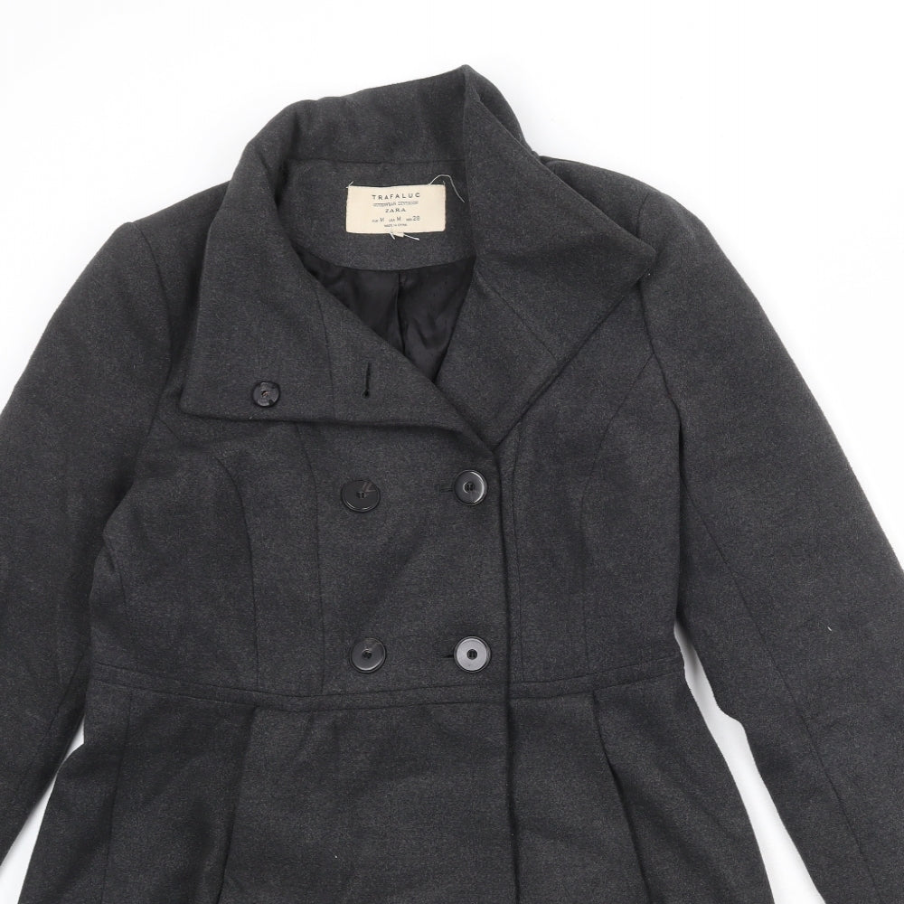 Womens UK Size M Zara Black Overcoat
