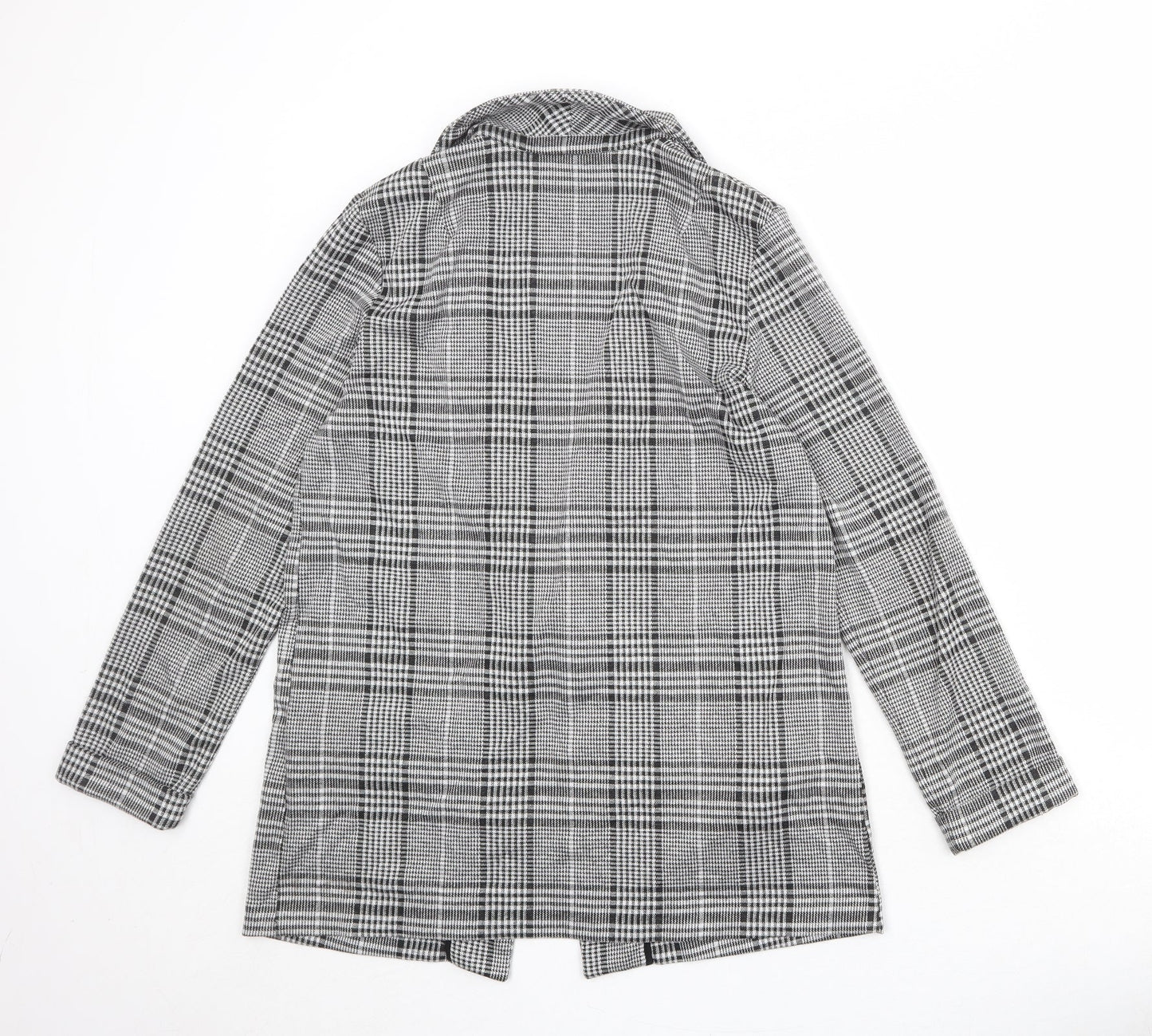 Divided Womens Black Plaid Polyester Jacket Blazer Size S - Open