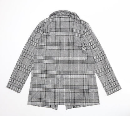 Divided Womens Black Plaid Polyester Jacket Blazer Size S - Open