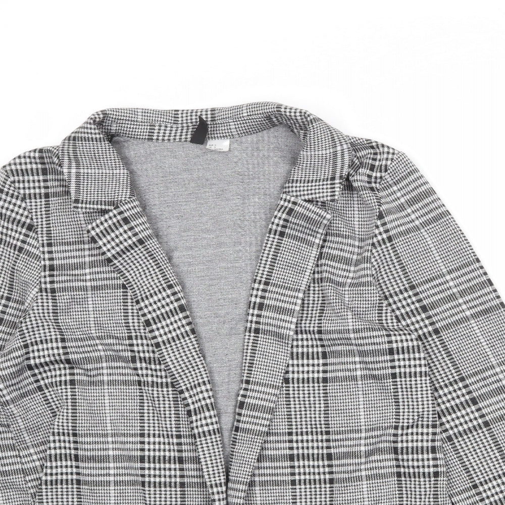 Divided Womens Black Plaid Polyester Jacket Blazer Size S - Open