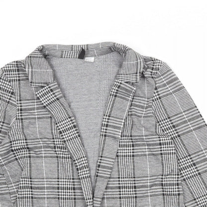 Divided Womens Black Plaid Polyester Jacket Blazer Size S - Open