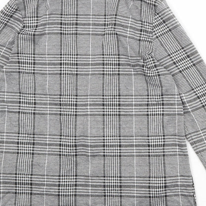 Divided Womens Black Plaid Polyester Jacket Blazer Size S - Open