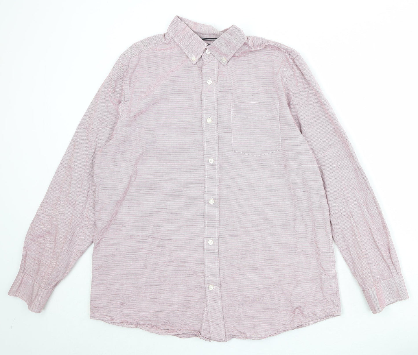 Mens UK Size L Maine Pink  Button-Up Long Sleeve Casual Shirt