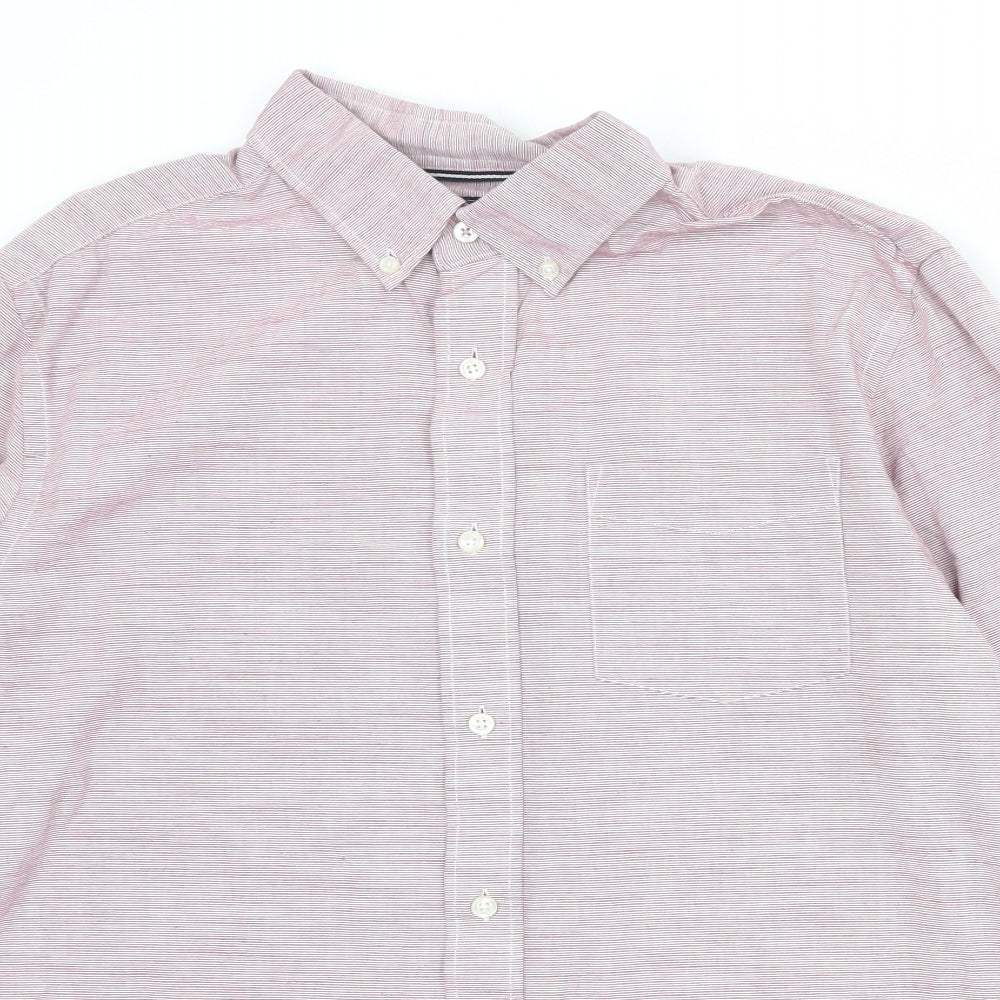 Mens UK Size L Maine Pink  Button-Up Long Sleeve Casual Shirt