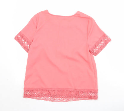 Womens UK Size 6 New Look Pink Basic T-Shirt