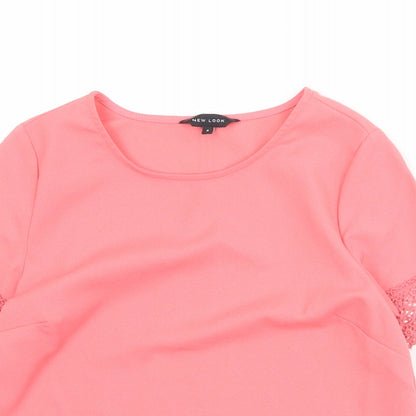 Womens UK Size 6 New Look Pink Basic T-Shirt