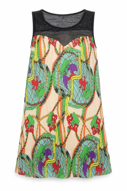 Jaune Rouge Womens Multicoloured Geometric Polyester Trapeze & Swing Size S Round Neck Pullover