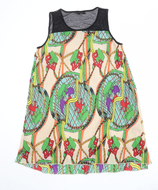 Jaune Rouge Womens Multicoloured Geometric Polyester Trapeze & Swing Size S Round Neck Pullover