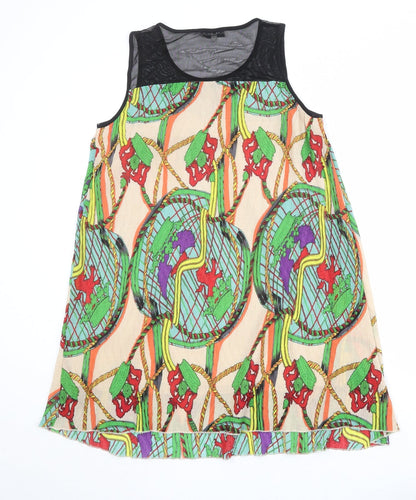Jaune Rouge Womens Multicoloured Geometric Polyester Trapeze & Swing Size S Round Neck Pullover