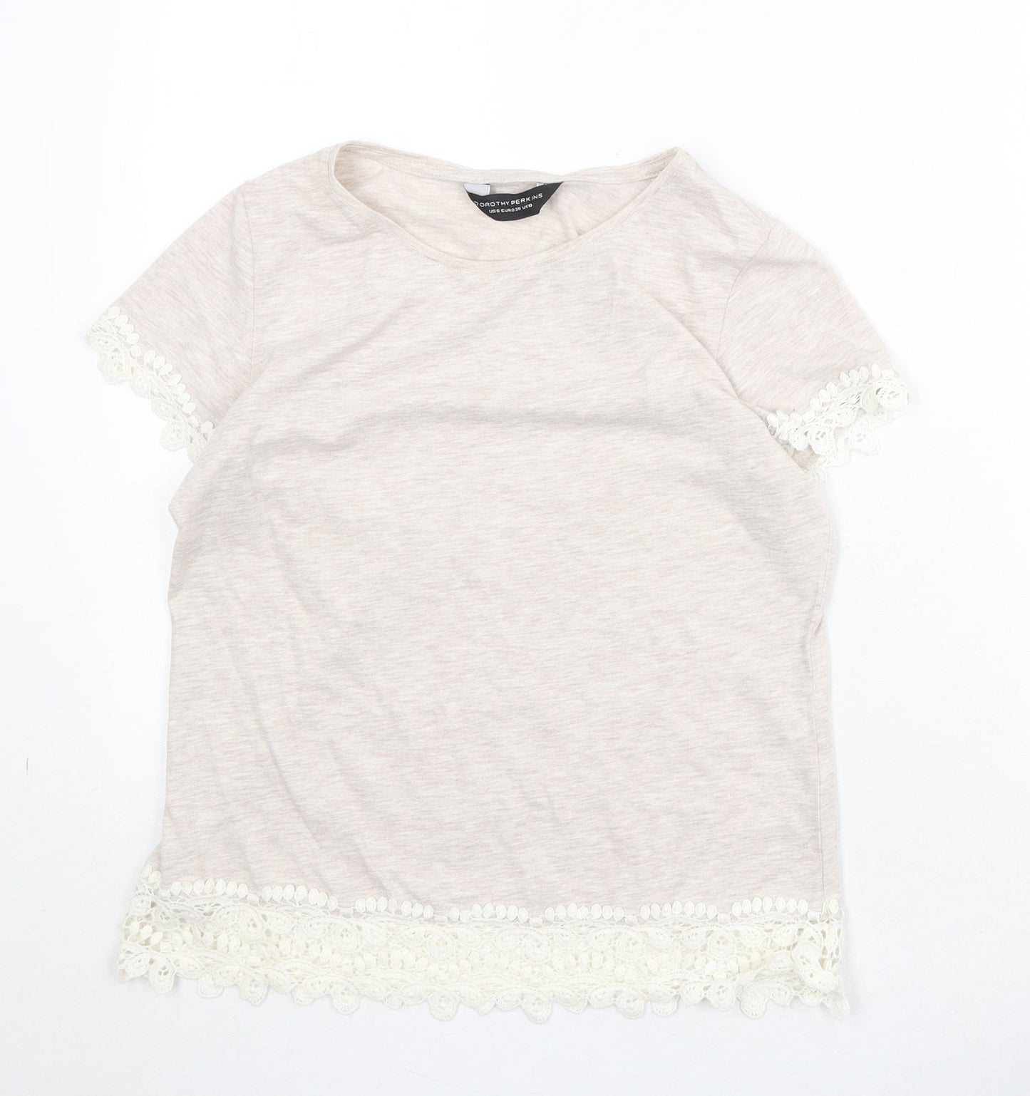 Womens UK Size 12 Dorothy Perkins Beige Basic T-Shirt