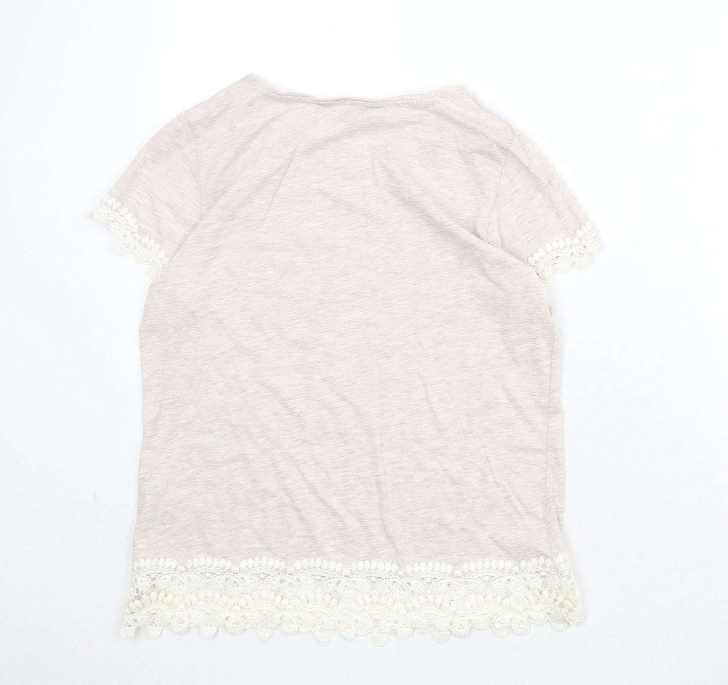 Womens UK Size 12 Dorothy Perkins Beige Basic T-Shirt