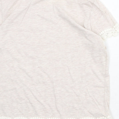 Womens UK Size 12 Dorothy Perkins Beige Basic T-Shirt
