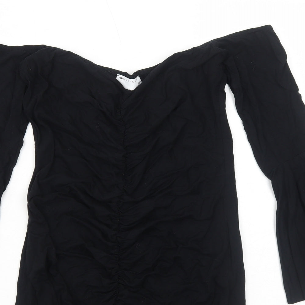 ASOS Womens Black Viscose A-Line Size 12 Off the Shoulder Pullover