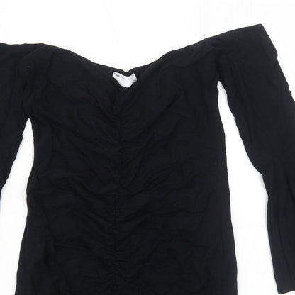 ASOS Womens Black Viscose A-Line Size 12 Off the Shoulder Pullover