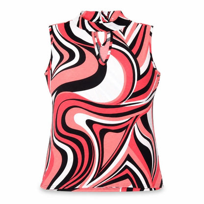 Womens UK Size 4 MARBLE Red Basic Tank