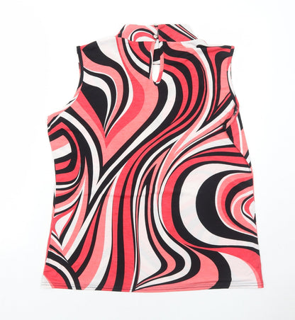 Womens UK Size 4 MARBLE Red Basic Tank
