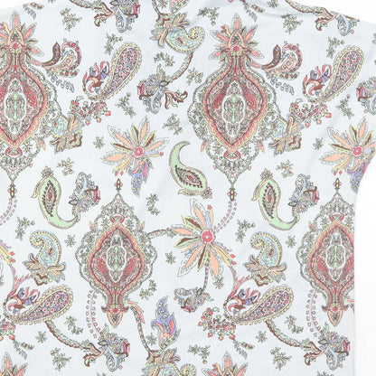 Code Womens Grey Paisley Polyester Basic T-Shirt Size 10 V-Neck