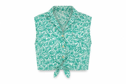 Womens UK Size 16 Topshop Green Cropped Button-Up