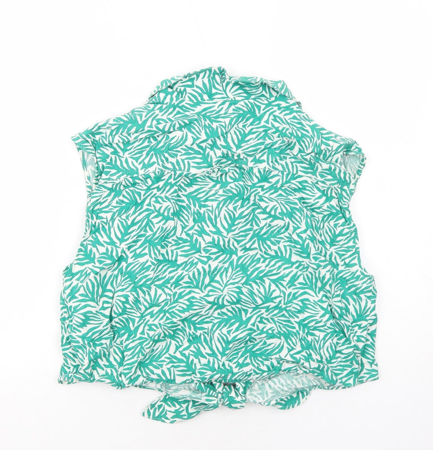 Womens UK Size 16 Topshop Green Cropped Button-Up