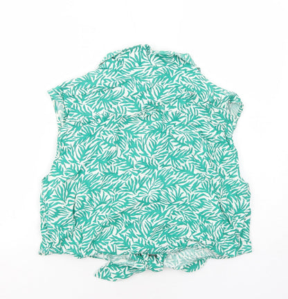 Womens UK Size 16 Topshop Green Cropped Button-Up