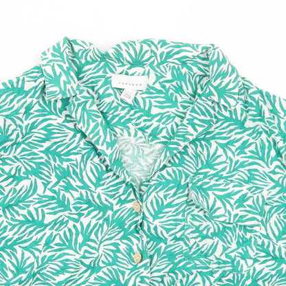 Womens UK Size 16 Topshop Green Cropped Button-Up