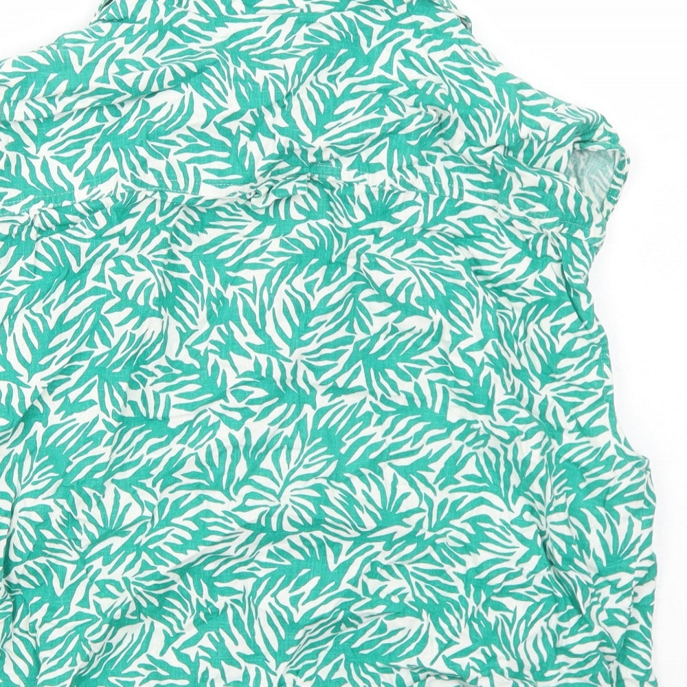 Womens UK Size 16 Topshop Green Cropped Button-Up