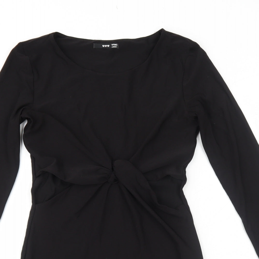 TFNC Womens Black Polyester A-Line Size S Round Neck Pullover