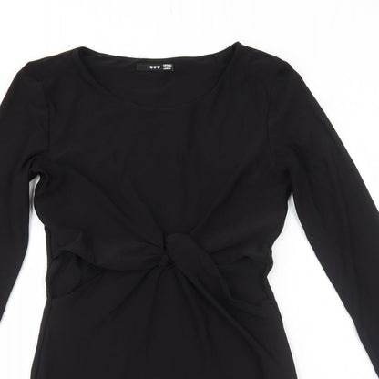 TFNC Womens Black Polyester A-Line Size S Round Neck Pullover