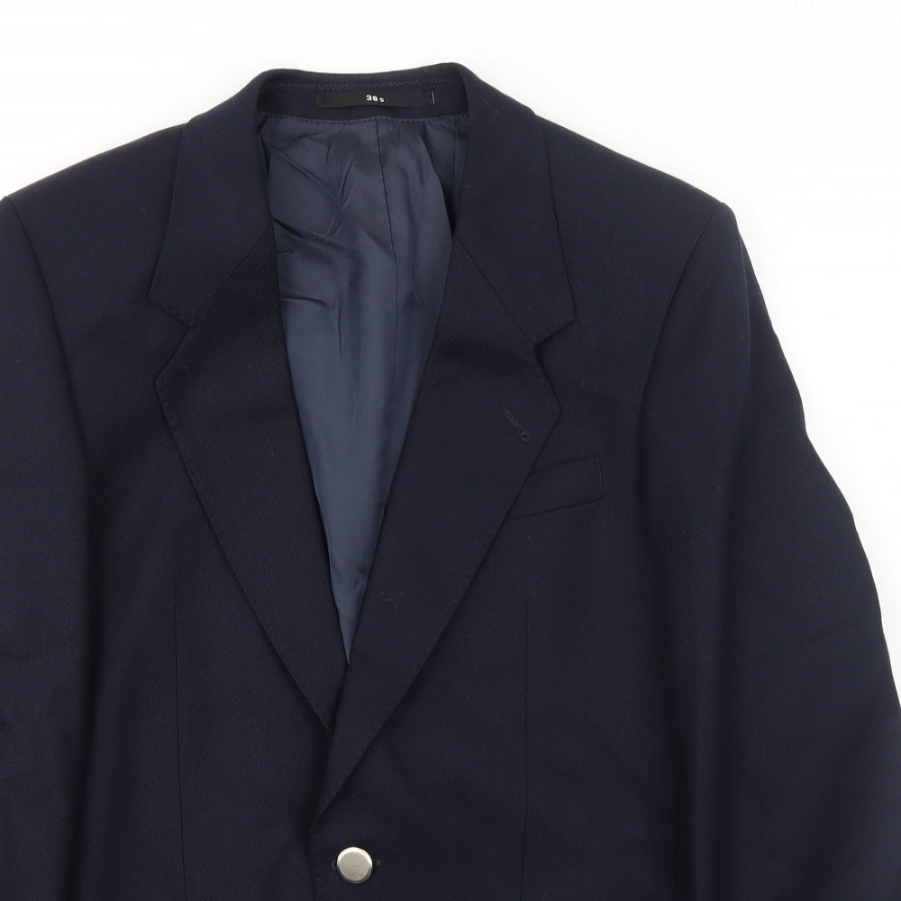 Chas Macintosh Mens Blue Wool Jacket Blazer Size 38 Regular
